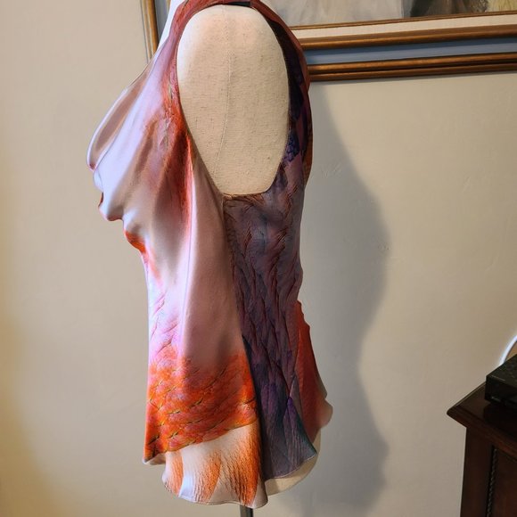 Georgio Armani 100% Silk Cowl Neck Sleeveless Top Size 6 US. Multi-color. - Picture 4 of 7